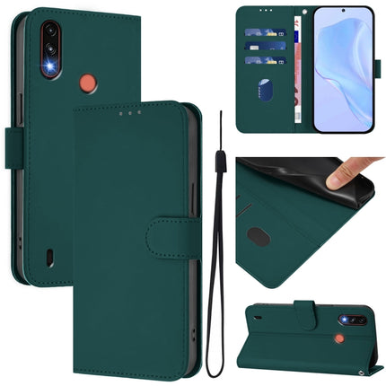 Skin Feel Solid Color Leather Phone Case with Lanyard, For Motorola Moto E7 Power