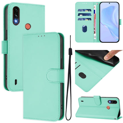 Skin Feel Solid Color Leather Phone Case with Lanyard, For Motorola Moto E7 Power