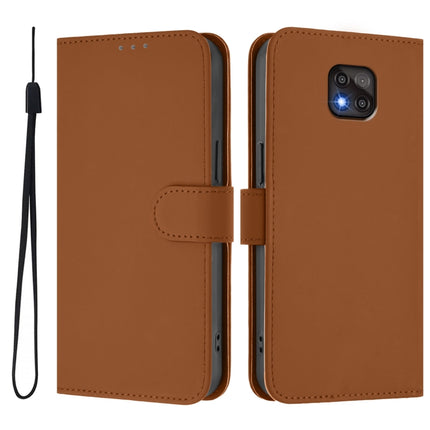 Skin Feel Solid Color Leather Phone Case with Lanyard, For Motorola Moto G Power 2021