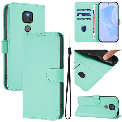 Skin Feel Solid Color Leather Phone Case with Lanyard, For Motorola Moto G Play 2021