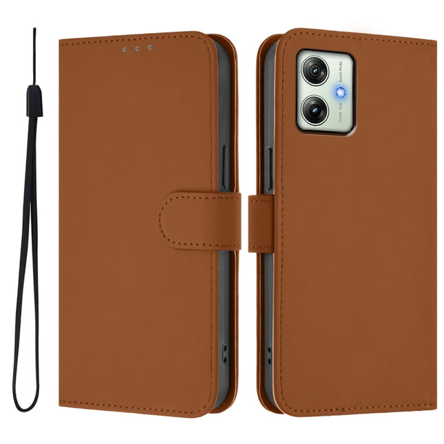 Skin Feel Solid Color Leather Phone Case with Lanyard, For Motorola Edge 50 Neo