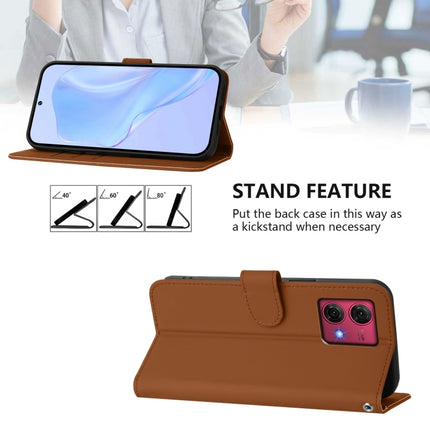 Skin Feel Solid Color Leather Phone Case with Lanyard, For Motorola Moto G84 5G