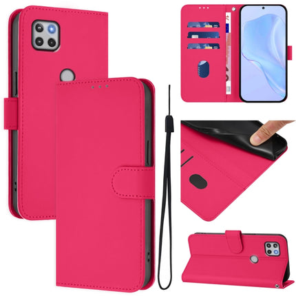Skin Feel Solid Color Leather Phone Case with Lanyard, For Motorola One 5G Ace