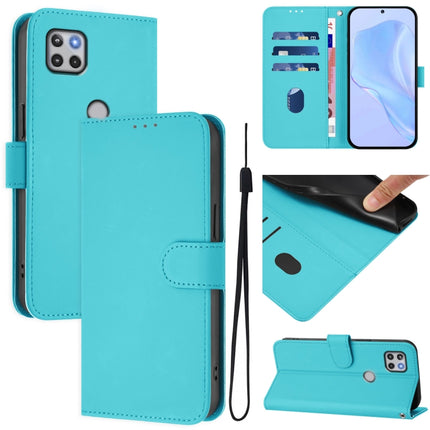 Skin Feel Solid Color Leather Phone Case with Lanyard, For Motorola One 5G Ace