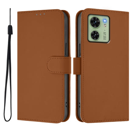 Skin Feel Solid Color Leather Phone Case with Lanyard, For Motorola Edge 40 5G Global