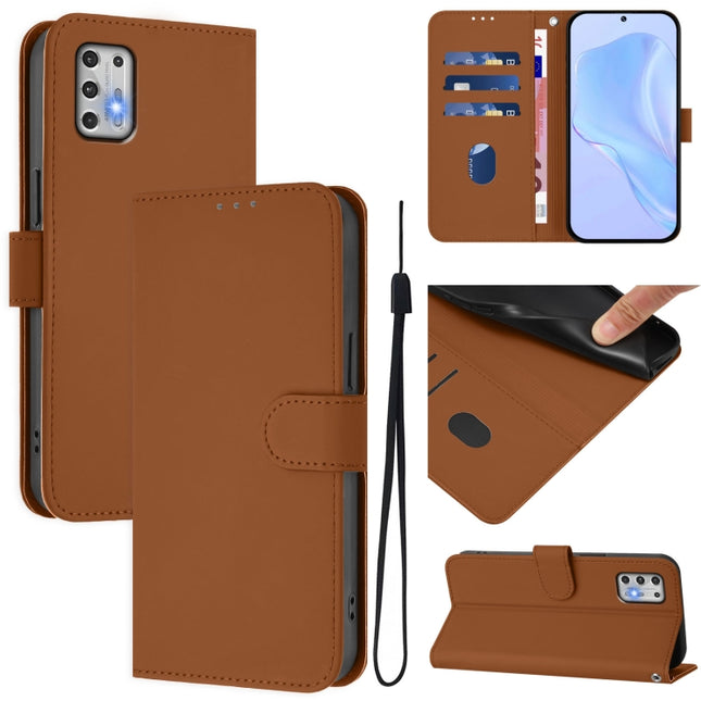 Skin Feel Solid Color Leather Phone Case with Lanyard, For Motorola Moto G Stylus 2021 4G