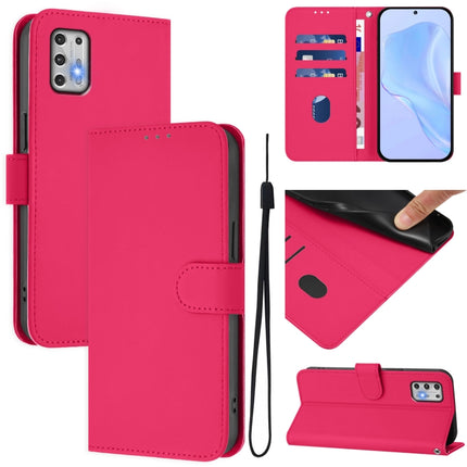 Skin Feel Solid Color Leather Phone Case with Lanyard, For Motorola Moto G Stylus 2021 4G