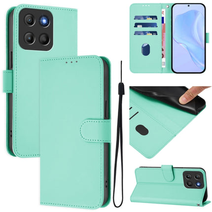 Skin Feel Solid Color Leather Phone Case with Lanyard, For Motorola Moto G15
