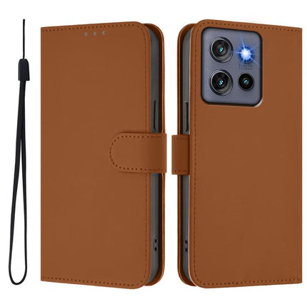 Skin Feel Solid Color Leather Phone Case with Lanyard, For Motorola Moto G Stylus 5G 2025