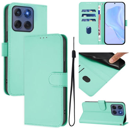 Skin Feel Solid Color Leather Phone Case with Lanyard, For Motorola Edge 60 Fusion