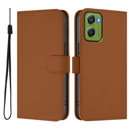 Skin Feel Solid Color Leather Phone Case with Lanyard, For Motorola Moto G06 4G