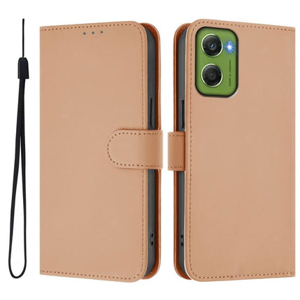 Skin Feel Solid Color Leather Phone Case with Lanyard, For Motorola Moto G06 4G