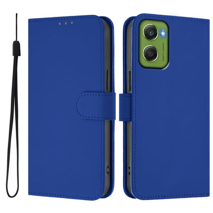 Skin Feel Solid Color Leather Phone Case with Lanyard, For Motorola Moto G06 4G