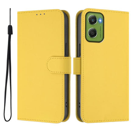 Skin Feel Solid Color Leather Phone Case with Lanyard, For Motorola Moto G06 4G
