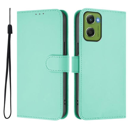 Skin Feel Solid Color Leather Phone Case with Lanyard, For Motorola Moto G06 4G