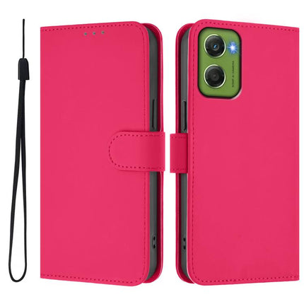 Skin Feel Solid Color Leather Phone Case with Lanyard, For Motorola Moto G06 4G