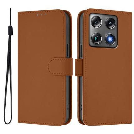 Skin Feel Solid Color Leather Phone Case with Lanyard, For Motorola Moto X70 Air Pro 5G