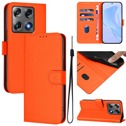 Skin Feel Solid Color Leather Phone Case with Lanyard, For Motorola Moto X70 Air Pro 5G