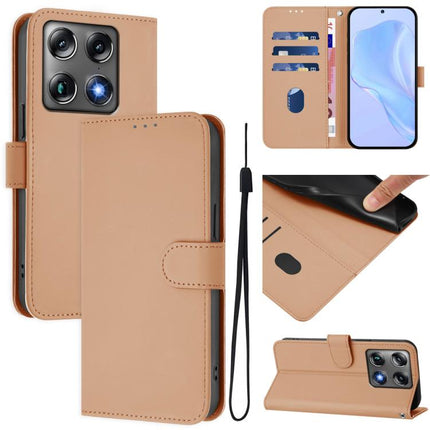 Skin Feel Solid Color Leather Phone Case with Lanyard, For Motorola Moto X70 Air Pro 5G