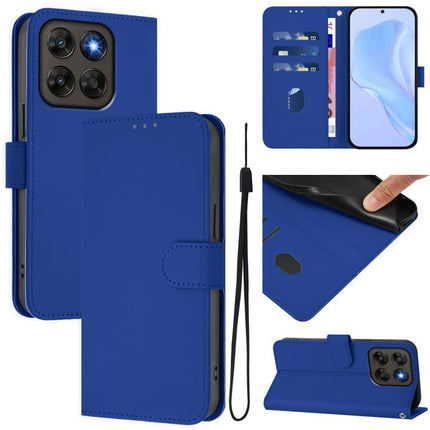 Skin Feel Solid Color Leather Phone Case with Lanyard, For Motorola Moto G87 5G/G77 5G