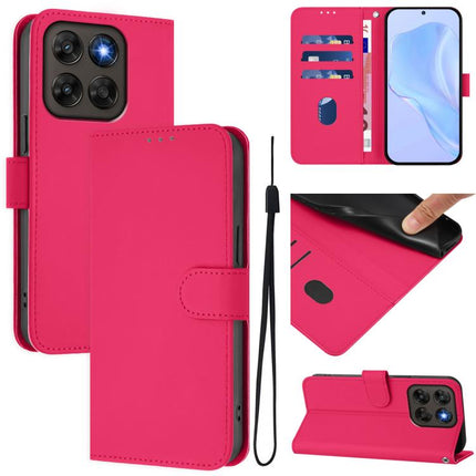 Skin Feel Solid Color Leather Phone Case with Lanyard, For Motorola Moto G87 5G/G77 5G