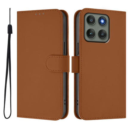 Skin Feel Solid Color Leather Phone Case with Lanyard, For Motorola Edge 60 Pro/60s Pro