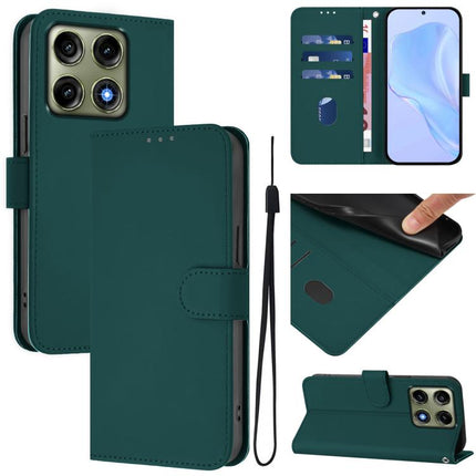 Skin Feel Solid Color Leather Phone Case with Lanyard, For Motorola Edge 70 Pro