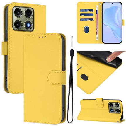 Skin Feel Solid Color Leather Phone Case with Lanyard, For Motorola Edge 70 Pro