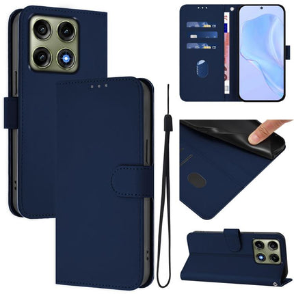 Skin Feel Solid Color Leather Phone Case with Lanyard, For Motorola Edge 70 Pro