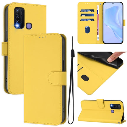 Skin Feel Solid Color Leather Phone Case with Lanyard, For vivo Y30 4G Global