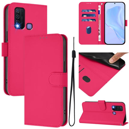 Skin Feel Solid Color Leather Phone Case with Lanyard, For vivo Y30 4G Global