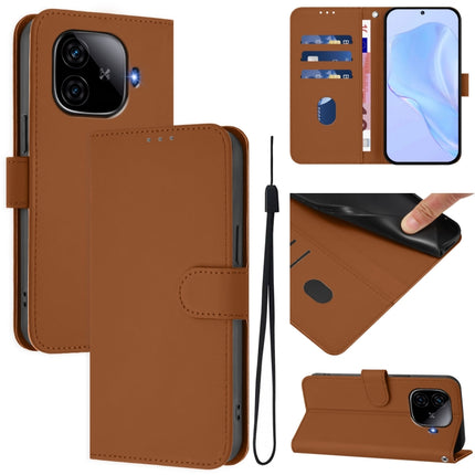 Skin Feel Solid Color Leather Phone Case with Lanyard, For vivo iQOO Z9 5G / Z9 Turbo 5G