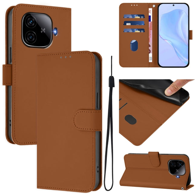 Skin Feel Solid Color Leather Phone Case with Lanyard, For vivo iQOO Z9 5G / Z9 Turbo 5G