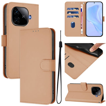 Skin Feel Solid Color Leather Phone Case with Lanyard, For vivo iQOO Z9 5G / Z9 Turbo 5G