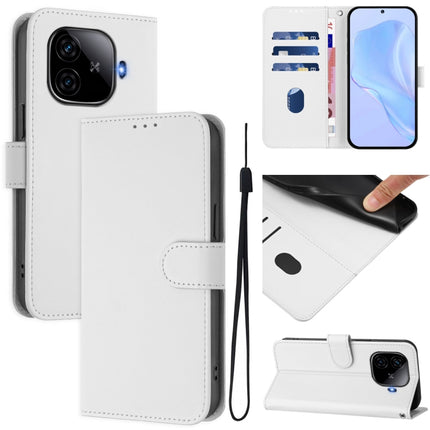 Skin Feel Solid Color Leather Phone Case with Lanyard, For vivo iQOO Z9 5G / Z9 Turbo 5G