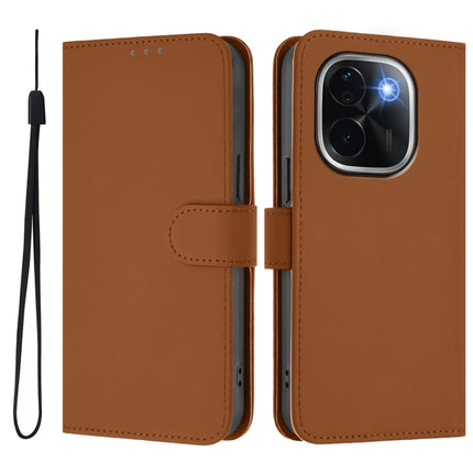 Skin Feel Solid Color Leather Phone Case with Lanyard, For vivo iQOO Z9s Pro 5G India