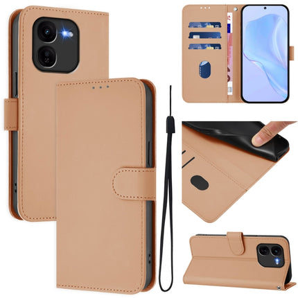 Skin Feel Solid Color Leather Phone Case with Lanyard, For vivo iQOO Z9X