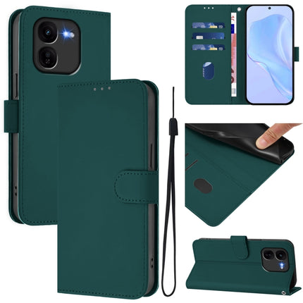 Skin Feel Solid Color Leather Phone Case with Lanyard, For vivo iQOO Z9X