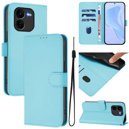 Skin Feel Solid Color Leather Phone Case with Lanyard, For vivo iQOO Z9X