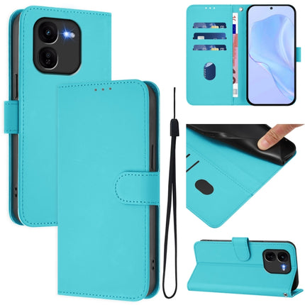 Skin Feel Solid Color Leather Phone Case with Lanyard, For vivo iQOO Z9X