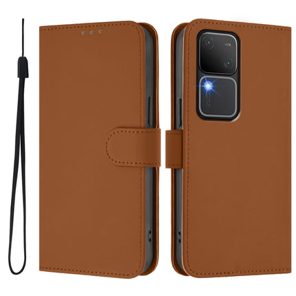 Skin Feel Solid Color Leather Phone Case with Lanyard, For vivo V30 5G Global / V30 Pro Global