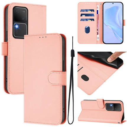 Skin Feel Solid Color Leather Phone Case with Lanyard, For vivo V30 5G Global / V30 Pro Global