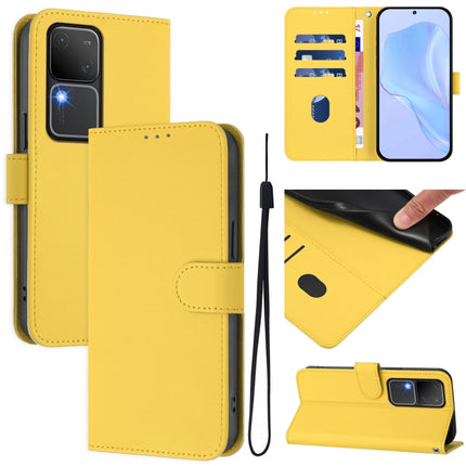 Skin Feel Solid Color Leather Phone Case with Lanyard, For vivo V30 5G Global / V30 Pro Global