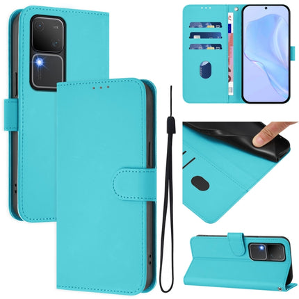 Skin Feel Solid Color Leather Phone Case with Lanyard, For vivo V30 5G Global / V30 Pro Global