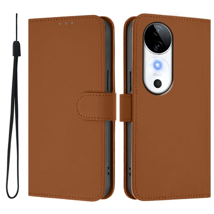 Skin Feel Solid Color Leather Phone Case with Lanyard, For vivo S19