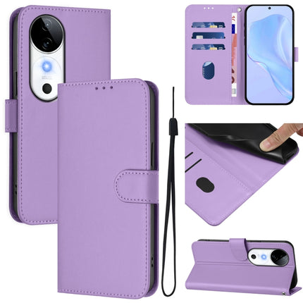 Skin Feel Solid Color Leather Phone Case with Lanyard, For vivo S19