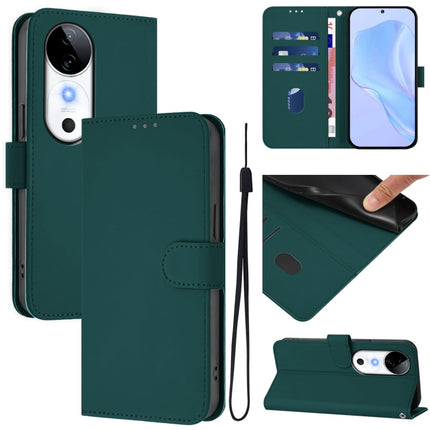 Skin Feel Solid Color Leather Phone Case with Lanyard, For vivo S19