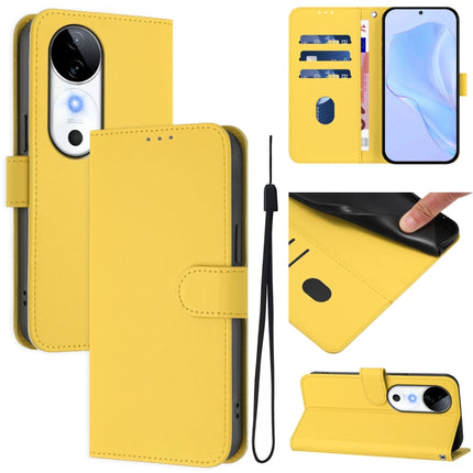 Skin Feel Solid Color Leather Phone Case with Lanyard, For vivo S19