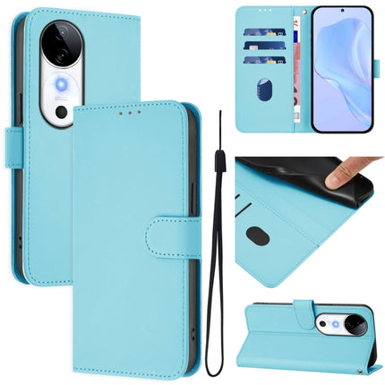 Skin Feel Solid Color Leather Phone Case with Lanyard, For vivo S19