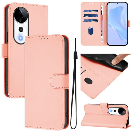 Skin Feel Solid Color Leather Phone Case with Lanyard, For vivo S19 Pro